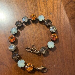 Chic Crystal Bracelet in Orange, White, and Brown. Sabika Inspired design.